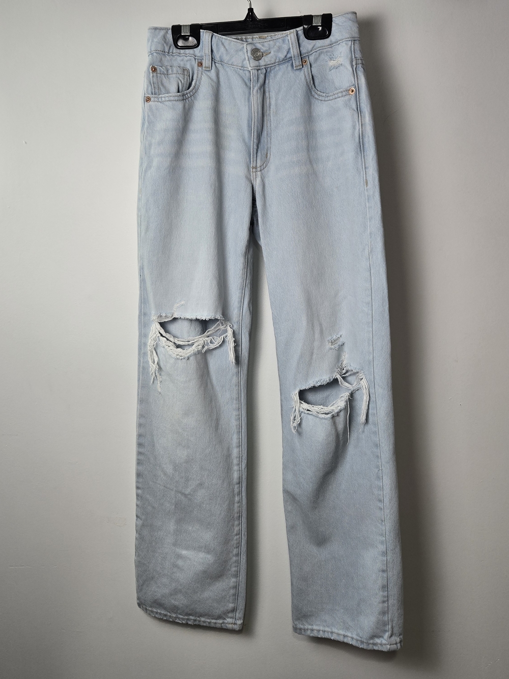 Garage Light Wash Distressed Straight-Leg Jeans